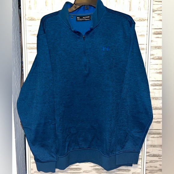 Under Armour ColdGear Sweatshirt Men's XXL Quarter Zip Loose Fit Blue Green - Picture 1 of 5
